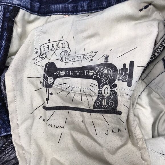 RIVET DE CRU Jayden Jean Men 34x32 Destroyed Distressed Rip Repair Denim Blue - Picture 15 of 16